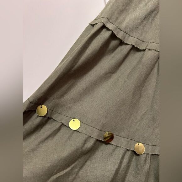 L'Pogee tiered maxi Ruffle Skirt Size medium NWT olive green boho gypsy festival - Picture 8 of 16